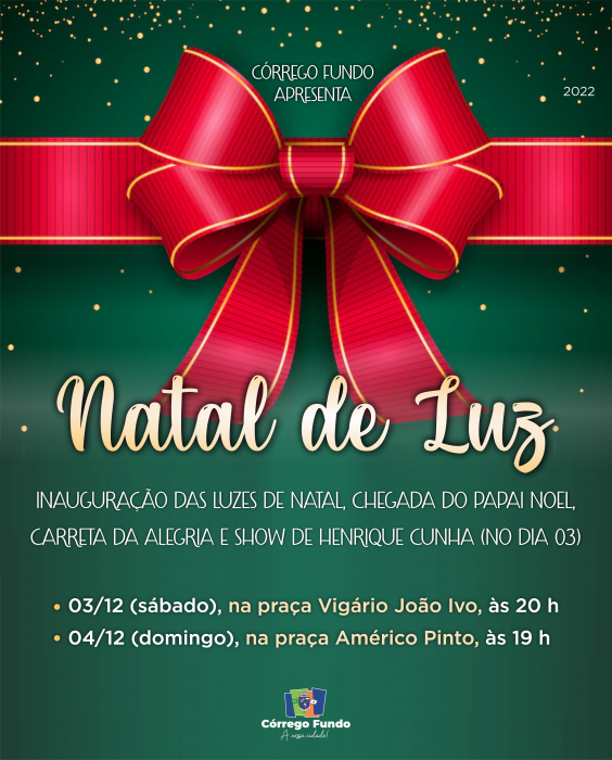 Natal de Luz será neste fim de semana em Córrego Fundo - Prefeitura  Municipal de Córrego Fundo